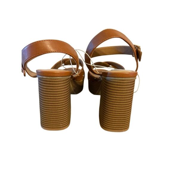 Brand New Report Haiti Platform Open Toe Brown Studded Ankle Strap Sandals 10 - Picture 5 of 13